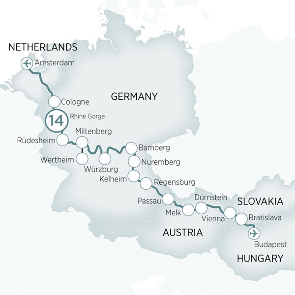 Splendours of Europe Itinerary Map